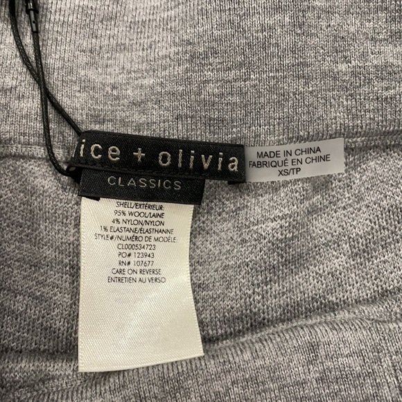 NEW • Alice + Olivia • Harry Slim Wool Sweatpants Ribbed Cuffs Heather Gray XS - Picture 5 of 5